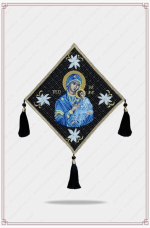 Bedernita neagra brodata cu Maica Domnului