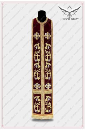 Epitrahil brodat cu vita de vie si spice de grau EPI-20 catifea