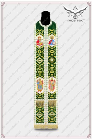 Epitrahil brodat cu icoane si crucea patriarhala EPI-76 catifea