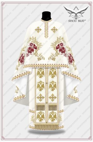 Vesminte preotesti cu motive florale si vulturul bicefal - crem-grena