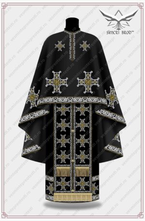 Vesmant brodat cu cruci bizantine - negru