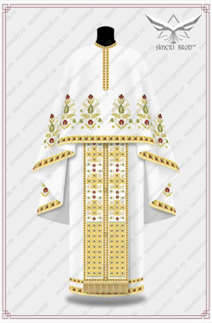 vesminte preotesti brodate pe culoarea alba